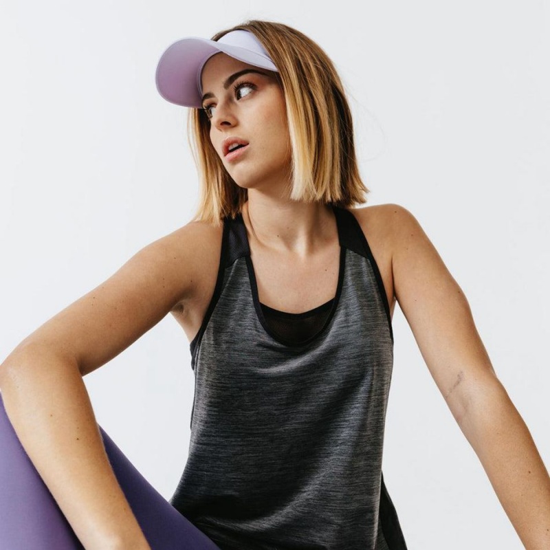 Women's Decathlon Kalenji Run Light Running Tank Top Grey | QRN532789