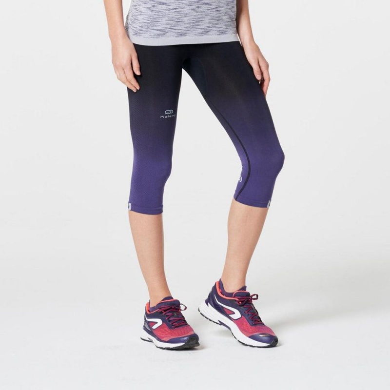 Women's Decathlon Kiprun Care Breathable Cropped Running Leggings Purple | WZI674123