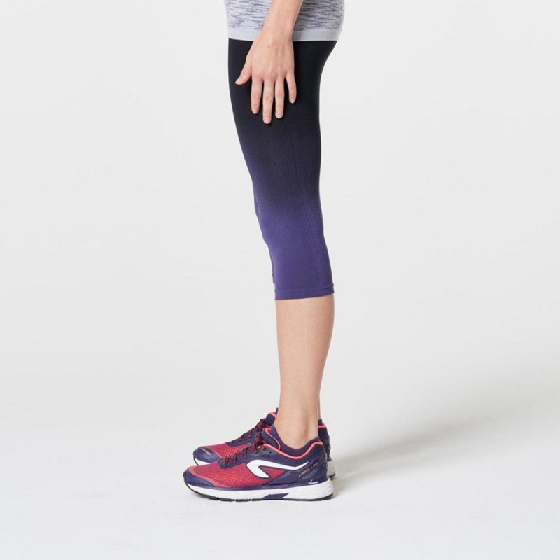 Women's Decathlon Kiprun Care Breathable Cropped Running Leggings Purple | WZI674123