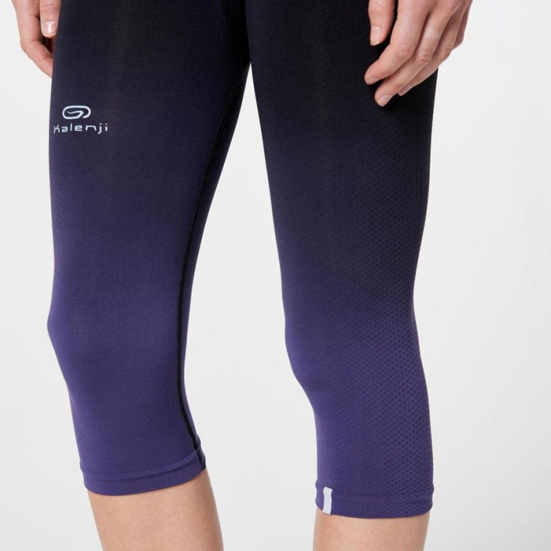 Women's Decathlon Kiprun Care Breathable Cropped Running Leggings Purple | WZI674123