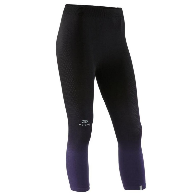 Women\'s Decathlon Kiprun Care Breathable Cropped Running Leggings Purple | WZI674123