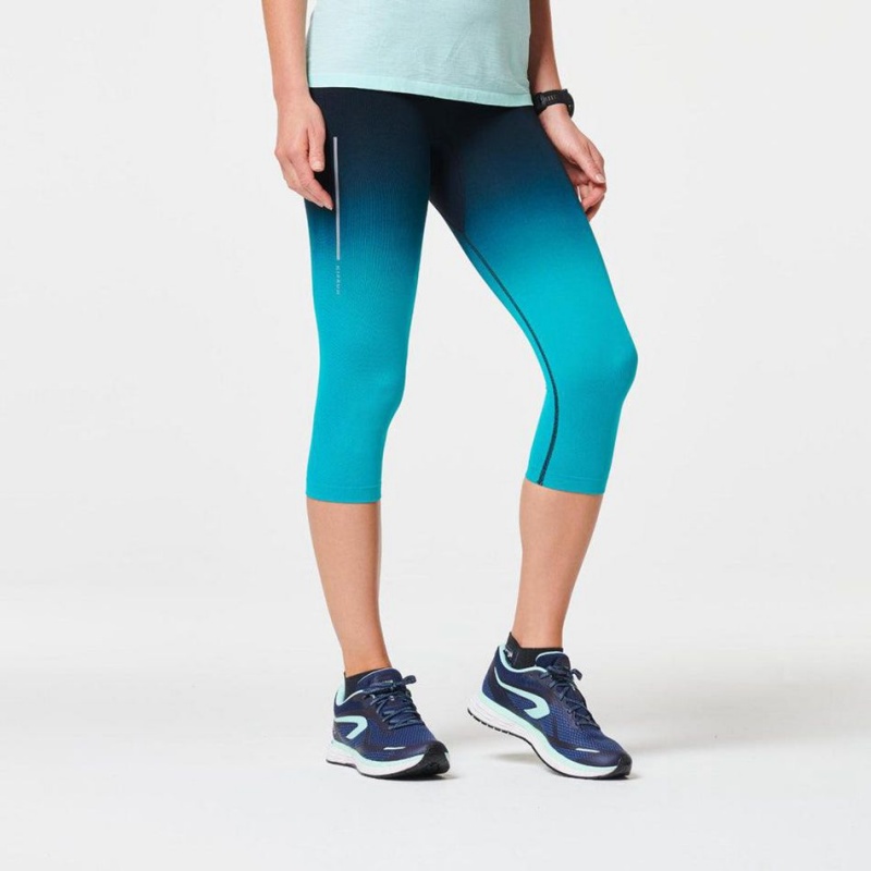 Women\'s Decathlon Kiprun Care Breathable Cropped Running Leggings Blue | JXB627385