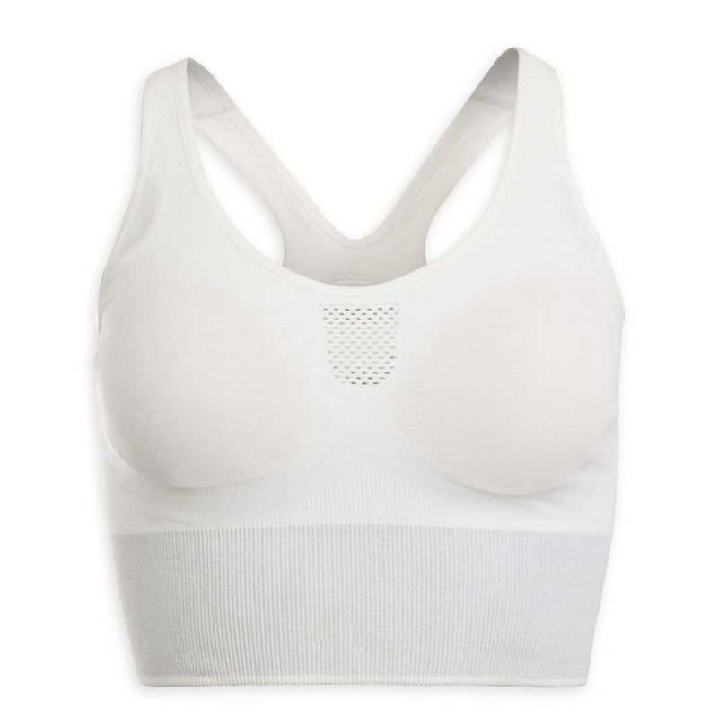 Women's Decathlon Long Dynamic Yoga Sports Bras White | GQM471609