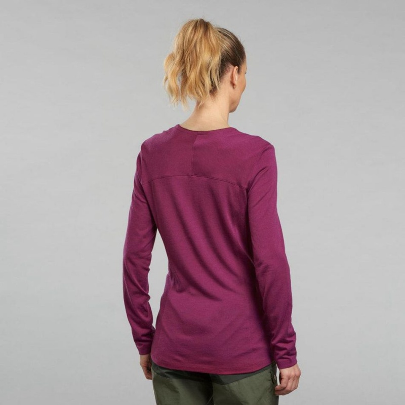 Women's Decathlon Long-sleeve Merino Wool Mt500 T-Shirt Purple | COB930742