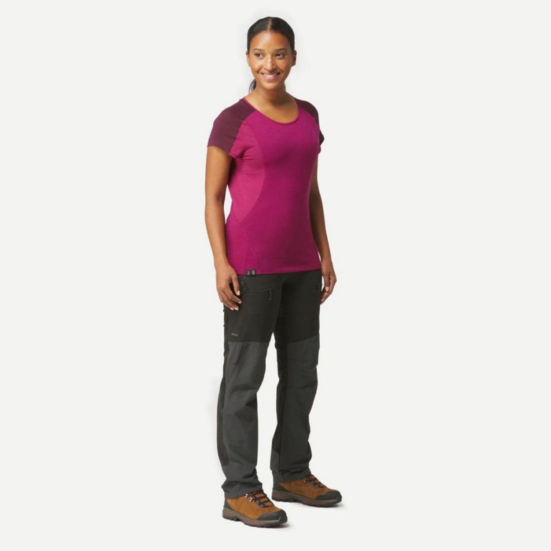 Women's Decathlon Merino Wool Short-sleeveding Mt500 T-Shirt Red | RFD106958