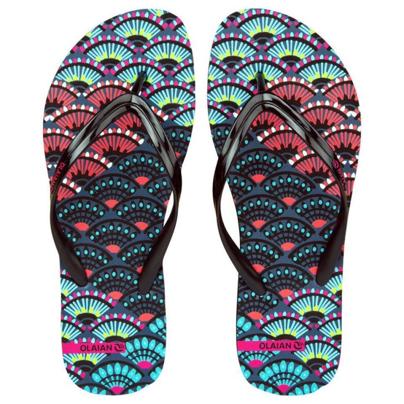 Women's Decathlon Olaian 120 Beach Flip-flops Sandals Black | ZQO085192