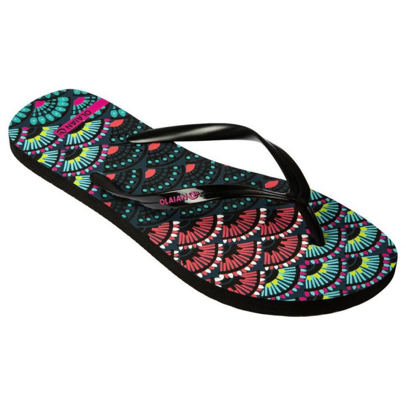 Women\'s Decathlon Olaian 120 Beach Flip-flops Sandals Black | ZQO085192