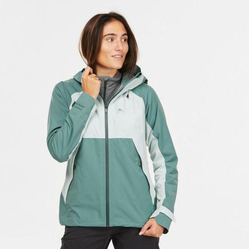 Women's Decathlon Quechua Mh500 Waterproof Hiking Jacket Green | NMV819476