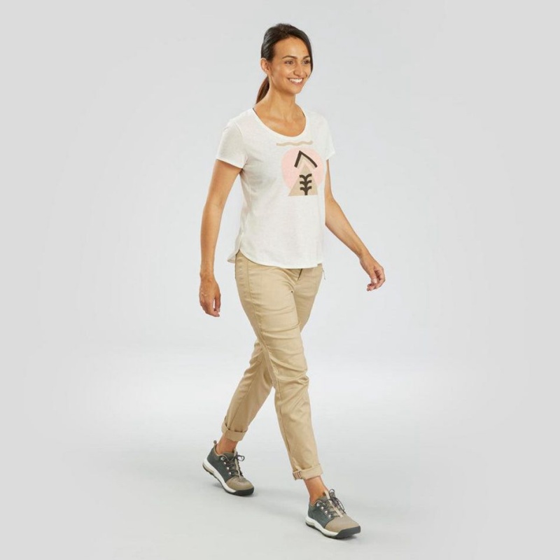 Women's Decathlon Quechua Nh500 Hiking T-Shirt White | ECO356721