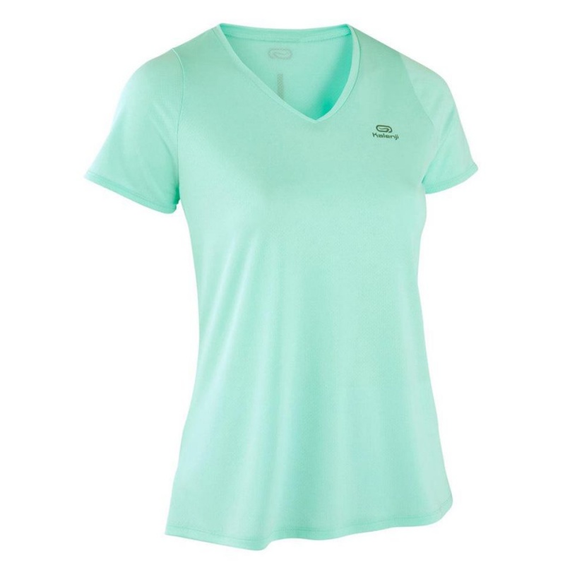 Women's Decathlon Run Dry+ Breathable Short Sleeve T-Shirt Green | OUL935761