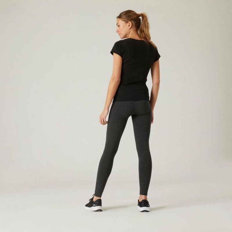 Women's Decathlon Slim-fit Fitness Salto 100 Leggings Grey | HVA815342