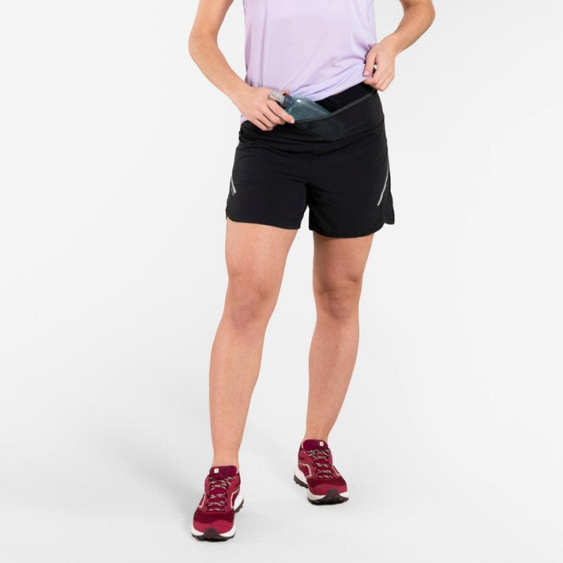 Women's Decathlon Trail Running Gy Shorts Black | JXF604921