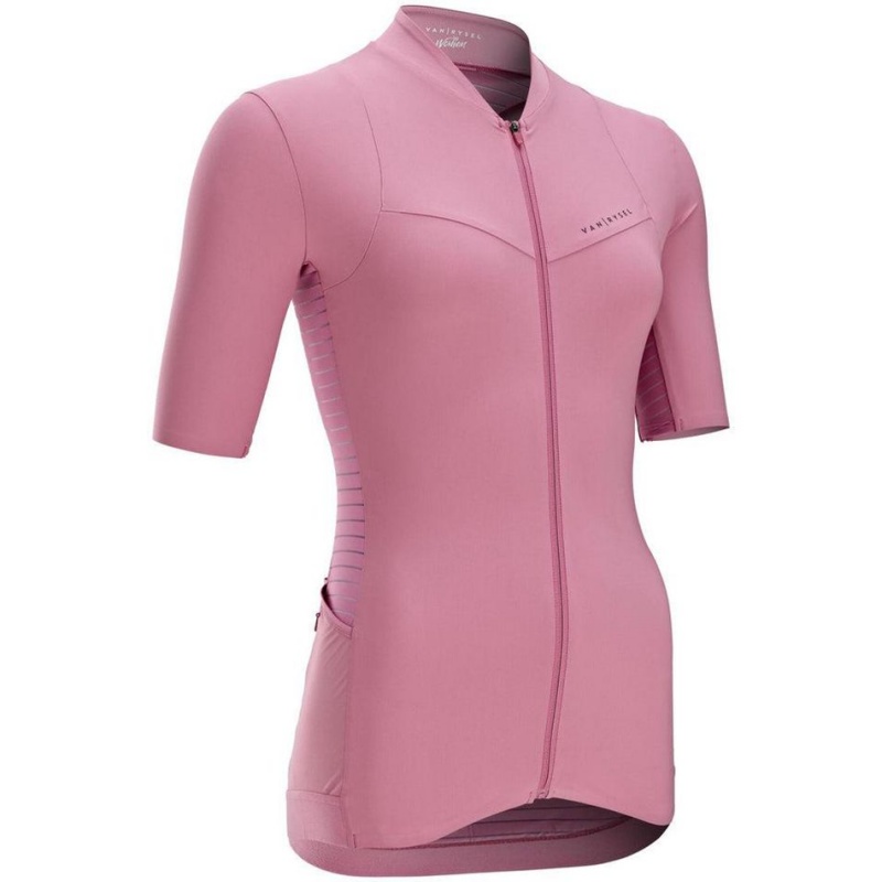 Women\'s Decathlon Van Rysel Rcr Short Sleeve Cycling Jersey T-Shirt Pink | RNB630194