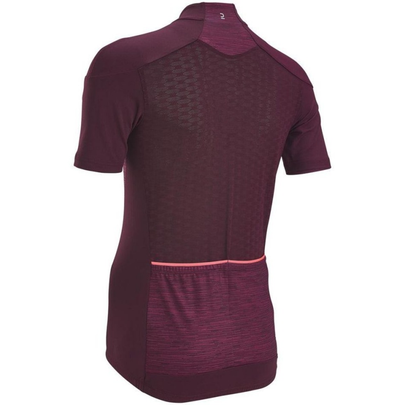 Women's Decathlon Van Rysel Short-sleeved Road Cycling Jersey 500 T-Shirt Red | WYU849615