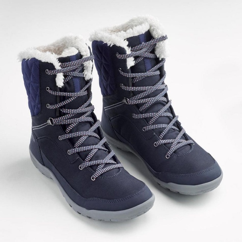 Women's Decathlon Warm And Waterproof Boots Sh100 High Hiking Shoes Blue | VJP567302