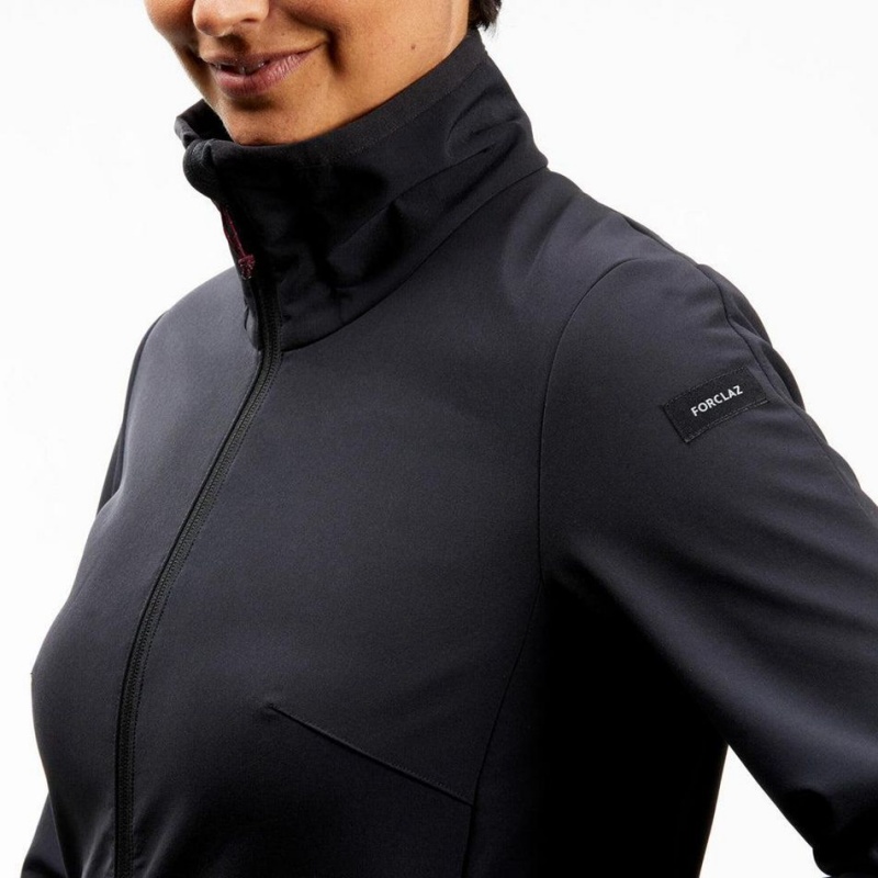 Women's Decathlon Windbreaker Softshell Warm – Mt100 Jacket Black | WYO168749