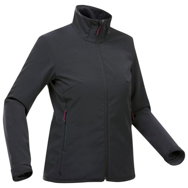 Women\'s Decathlon Windbreaker Softshell Warm – Mt100 Jacket Black | WYO168749